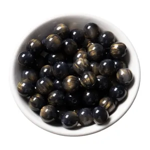 Resin sand gold cat eye round beads DIY handmade jewelry making accessories detail shot
