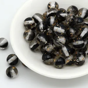 Resin loose beads with gold foil and starry style for DIY handmade bracelets and phone chains.