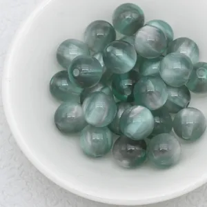 Green imitation cat eye beads loose beads for DIY bracelets and jewelry making accessories.