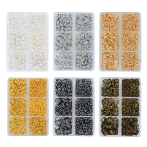 Kit de Fabricación de Joyas Anillas Abiertas Anillas Planas Set Conectores de Hierro Galvanizado Para Pulseras Collares Manualidades