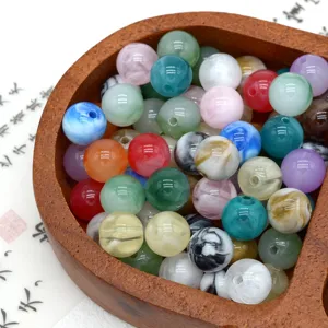 Vintage Acrylic Tie-Dye Jade-Like Loose Beads For DIY Crafts Phone Chains And Keychains