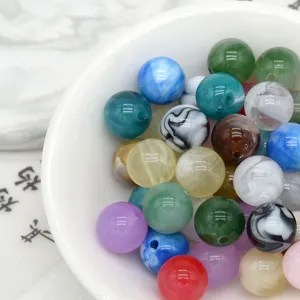 Retro acrylic marbled faux jade beads loose beads DIY bracelet keychain accessories