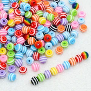 Colorful resin beads macaron striped design for DIY handmade phone charms accessories.