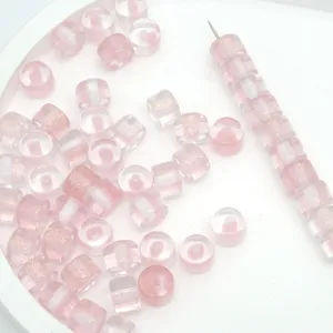Perline barilotto in resina glitter rosa 8mm per creazione di gioielli braccialetto DIY