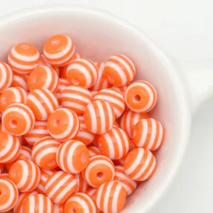 Orange and white striped resin beads DIY handmade jewelry accessories for crafts