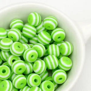 Green white striped resin beads DIY handmade jewelry phone chain and bag charm accessories