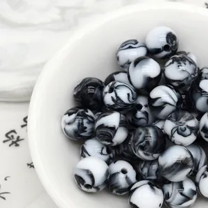 Retro acrylic marbled loose beads DIY round beads for bracelets, phone chains and jewelry making