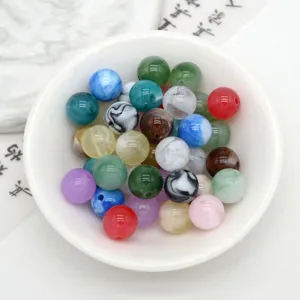 Retro acrylic tie-dye imitation jade loose beads, ideal for DIY bracelets and phone chains.