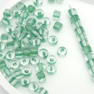 8mm Verde Glitter Resina Perle Barile DIY Braccialetto Perline Sciolte Accessori Artigianato