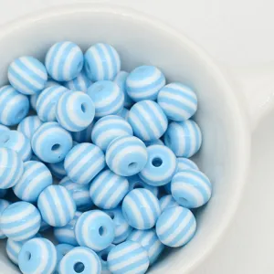 Blue and white striped resin beads for DIY phone charms, jewelry and craft making.