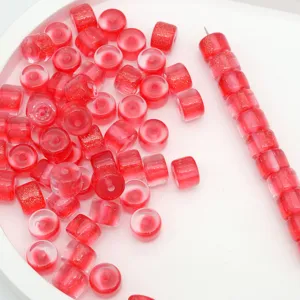 Perline a bariletto in resina glitterata rossa 8mm, perle occhio di gatto per fai da te.