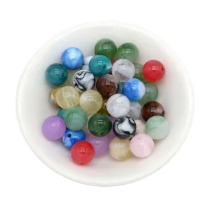 Retro acrylic dyed imitation jade loose beads for DIY bracelets and jewelry accessories.