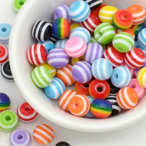 DIY Handmade Resin Striped Loose Beads Colorful Macaron Lollipop Beads For Phone Chain Jewelry Making Accessories