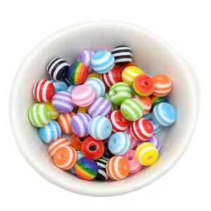 Colorful macaron striped resin beads for DIY handmade jewelry phone charms and bag accessories