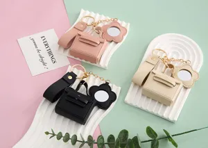 Koreaanse stijl mini tas sleutelhanger met spiegel schattig PU lederen oortelefoontasje