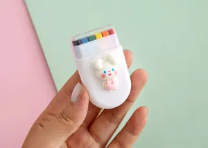 Kit de peinture faciale portable de 6 couleurs avec décor lapin pour maquillage d'enfants