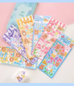 Bonito juego de pegatinas de dibujos animados para diario, pegatinas láser brillantes para papelería.
