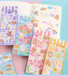 Lindas hojas de pegatinas de oso conejo de dibujos animados para agenda decoración papelería