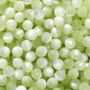 Lichtgroene kattenoog hars ronde kraal bulk voor DIY handgemaakte sieraden armbanden.