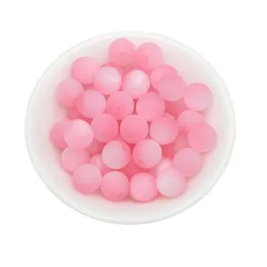 Perles rondes givrées mates roses perles en vrac pour bracelet fait main DIY collier accessoires bijoux