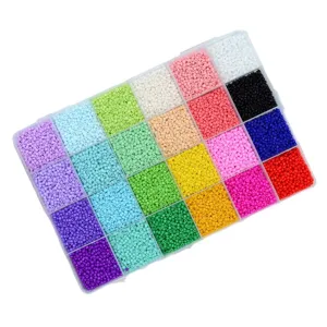 Colorful glass seed beads set in clear storage box for DIY jewelry making bracelets and crafts
