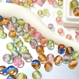 Colorful Gradient Starry Sky Resin Loose Beads Fine Glitter Round Beads For DIY Bracelet Necklace Jewelry Making