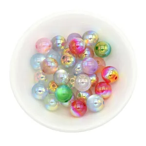 Cuentas redondas de resina electroplateada UV coloridas para pulseras DIY y accesorios