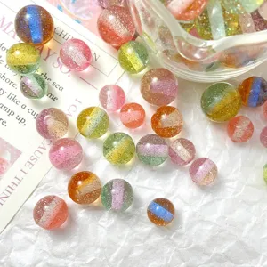 Dreamy glitter resin round beads gradient starry DIY bracelet necklace jewelry findings