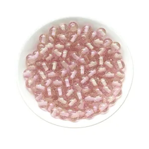 Pink glitter resin beads gradient starry round loose beads for DIY handmade jewelry making.