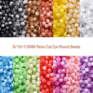 DIY Hars Imitatie Kattenoog Ronde Losse Kralen Met Glitterpoeder Voor Handgemaakte Kralen Armband Sieraden Maken