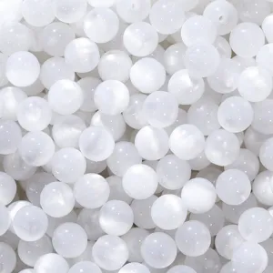 Witte hars kattenoog ronde kralen bulk voor DIY sieraden maken, losse kralen voor armbanden