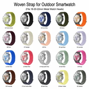 Detailed view of woven watch band in multiple colors, durable nylon replacement strap design.
