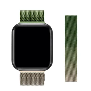 Gradient green stainless steel Milanese magnetic loop watch band for smart watch replacement