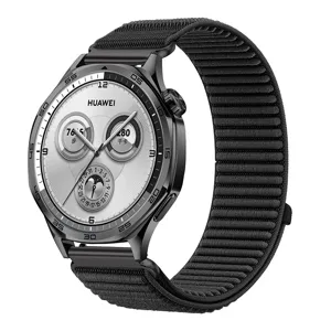 Replacement woven strap for Huawei smartwatch, breathable nylon band, secure metal connector.