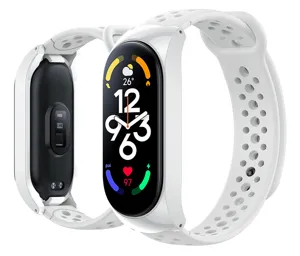 Replacement silicone strap for smart fitness tracker, breathable white wristband for daily wear.