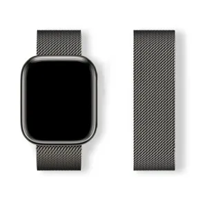 Stainless steel Milanese watch strap detail shot, magnetic mesh design replacement band.