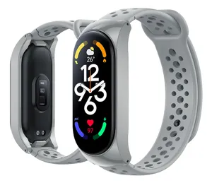 Replacement silicone strap for smart fitness band, breathable grey wristband compatible design.