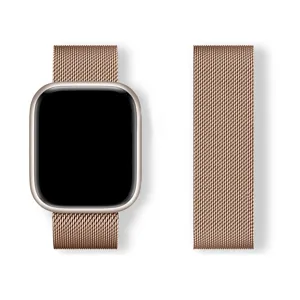Rose gold Milanese loop metal watch band for Apple Watch series 10 smart watch replacement strap.