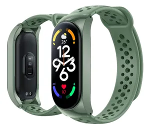 Replacement silicone strap for Xiaomi Mi Band, breathable perforated design, comfortable sport wristband.
