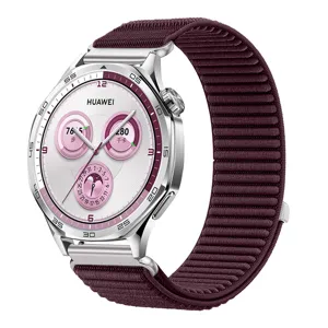 Braided watch strap detail view, flexible woven texture with durable metal connector.