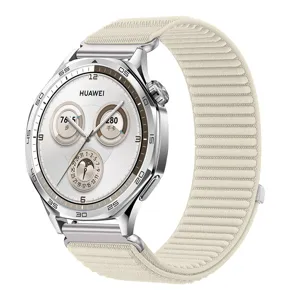 Detailed view of the woven smartwatch strap compatible with Huawei watch, premium nylon loop.