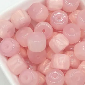 Pink resin drum beads loose beads for DIY jewelry crafting and garment accessories supply