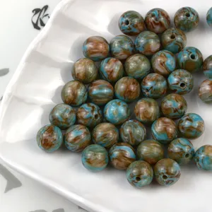 Resin round beads oil painting style lacquer beads for handmade DIY bracelet necklace accessories.