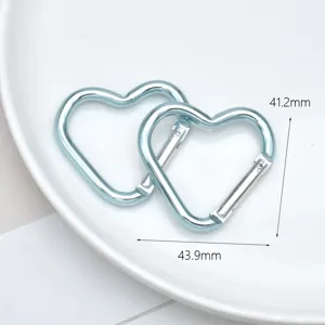 Blue heart-shaped metal carabiner snap hook DIY key ring bag accessory 41.2x43.9mm