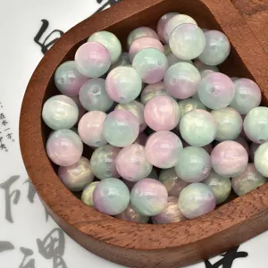 Colorful dual color brushed resin beads gradient DIY jewelry making craft accessories
