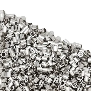 Perles à écraser en métal intercalaires pour fabrication de bijoux artisanaux bracelet argenté.