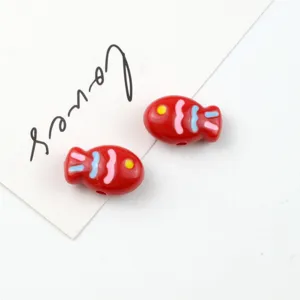 Acrylic painted little fish beads DIY jewelry accessories for phone chains and bracelets.