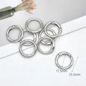 Alloy spring O-rings for bags and keychains, durable metal DIY craft accessories, 17.5mm 23.5mm.