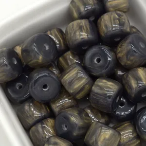 Resin barrel beads loose beads gilded marbled design DIY jewelry crafting clothing accessories details