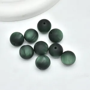Perline opache a occhio di gatto 16mm, perle rotonde verde scuro per accessori fai da te.